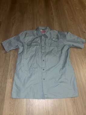 Wrangler Outdoor Utility Fishing Shirt Mens Blue Performance Button Up Gorpcore